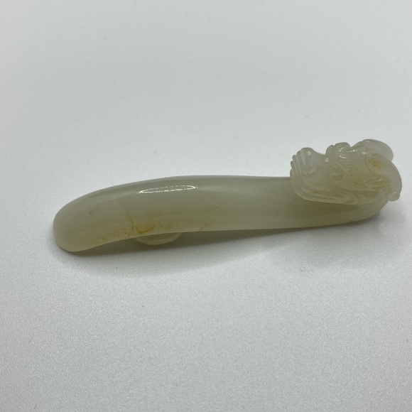 Hetian nephrite jade mutton fat dragon head buckle - Picture 6 of 16